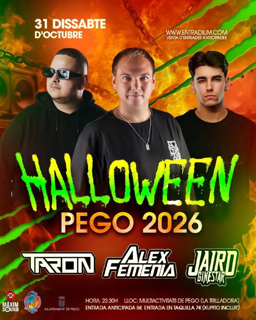 Plakat: Halloween Pego: noc DJ-ów w La Trilladora